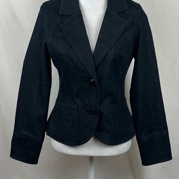 Anthropologie Nicole Miller Cottage Boho Cropped Blazer Jean Jacket NWT Size 4 - Picture 3 of 11